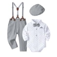 thumbnail image 1 of WOYY Baby Boys Formal Long Sleeve Romper Suspenders Pants Hat Outfits, Sizes 0-18 Months, 1 of 8
