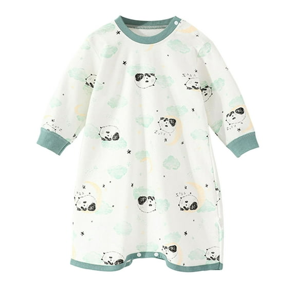 WOYY Baby Boys Girls Long Sleeve Crewneck Nightgown Cotton Sleepwear Bathrobe, Sizes 3M-4T