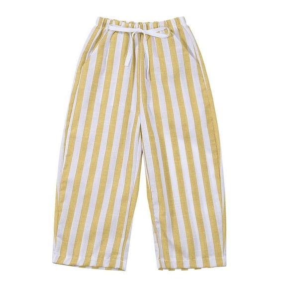 WOYY Baby Boys Striped Baggy Pants Casual Lightweight Drawstring Pants, Sizes 12-18 Months