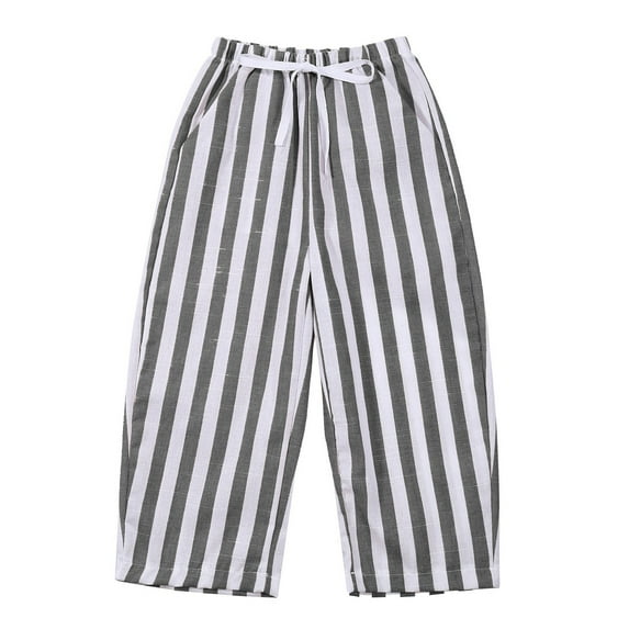 WOYY Baby Boys Striped Baggy Pants Casual Lightweight Drawstring Pants, Sizes 18-24 Months