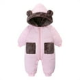 thumbnail image 1 of WOYY Baby -Lined Snowsuit Winter Bear Ears Hooded Jumpsuit Warm Romper, Sizes 18-24M, 1 of 5