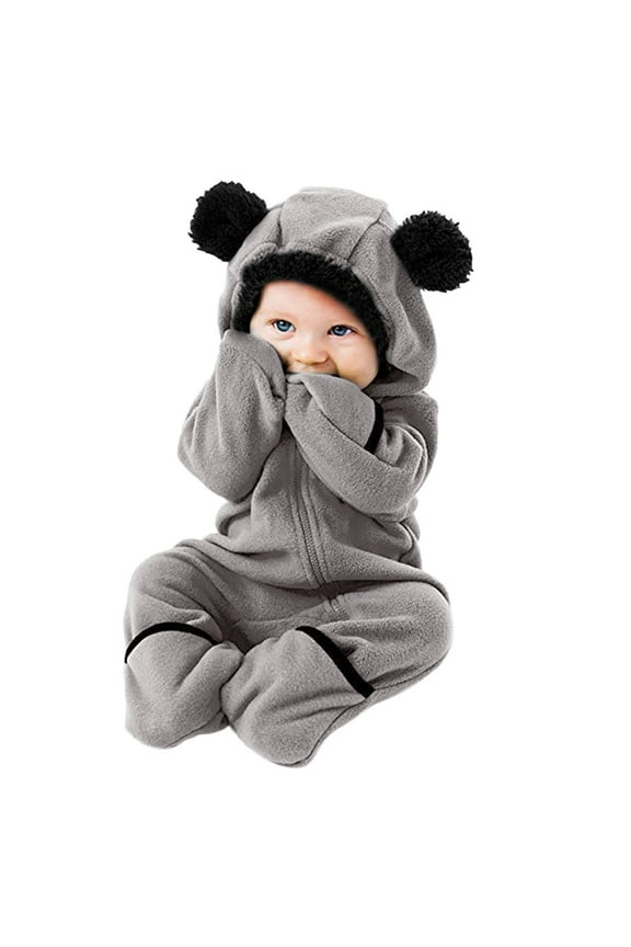 Baby Girls Boys Soft Sleeper Hooded Jumpsuit Footed Onesie Romper, Sizes 6-12M