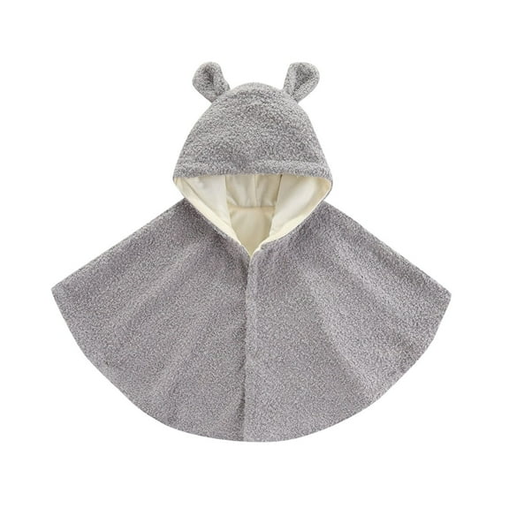 WOYY Baby Girls Boys Winter Coat Sherpa Hooded Cloak Cape Outerwear, Sizes 6-8