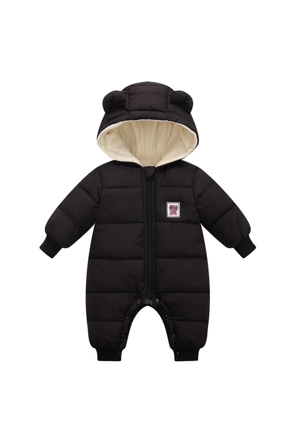 Baby Snowsuit Infant Winter Clothes Newborn Fleece Hooded Romper Jumpsuit, Sizes 0-3M