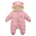 thumbnail image 1 of WOYY Baby Snowsuit Infant Winter Clothes Newborn Fleece Hooded Romper Jumpsuit, Sizes 3-6M, 1 of 8