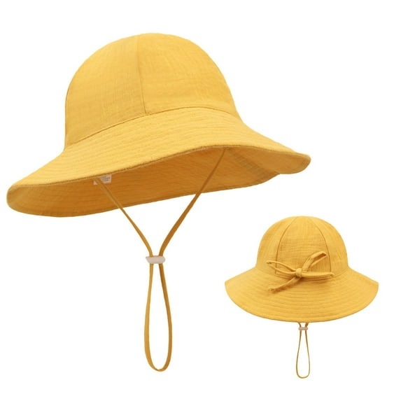 WOYY Baby UPF 50+ Sun Hat Wide Brim Cotton Breathable Bucket Hats Adjustable Fisherman Hat