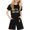 thumbnail image 1 of WOYY Back-To-School Outfits for Girls Letter Short Sleeve T-Shirt Shorts Set, Sizes 2-3T, 1 of 3