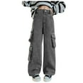 thumbnail image 1 of WOYY Baggy Jeans for Girls Straight Leg Cargo Jeans Kids Trendy Denim Pants, Sizes 4-5T, 1 of 8