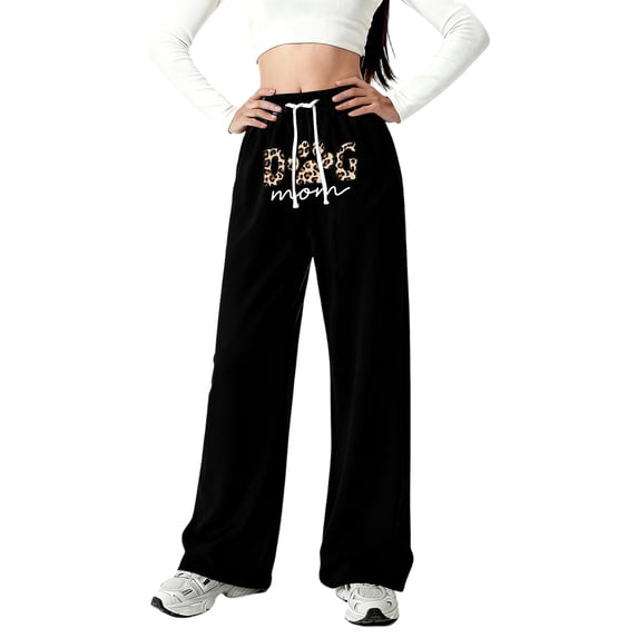 WOYY Baggy Sweatpants for Girls Graphic High Waisted Straight Leg Jogger Pants, Sizes 4-5T