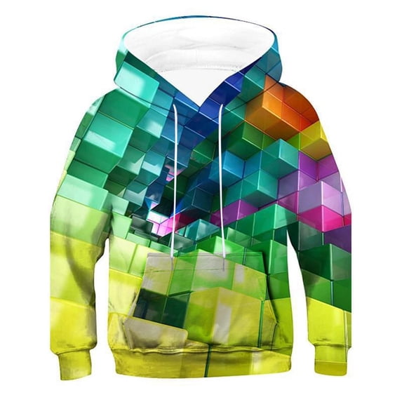 WOYY Big Boy Casual Hoodie 3D Print Pullover Hooded Sweatshirt with Pocket, Yellow