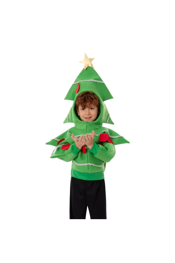 Big Boy's Christmas Tree Dress-Up Coat Xmas Funny Cute Full Zip Jacket Coat