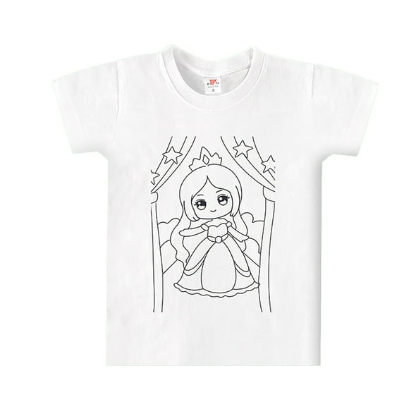 WOYY Big Boy's Coloring T-Shirt Kids Diy Hand Painted Short Sleeve Cotton T Shirt
