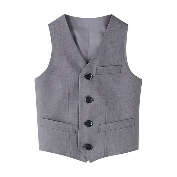 WOYY Big Boys 4 Button Formal Suit Vest Sleeveless Party Waistcoat, Sizes 2-16