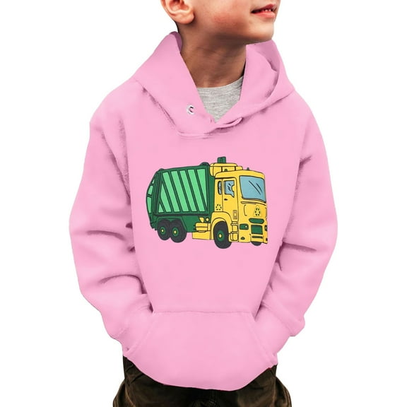 WOYY Big Boy's Hoodie Truck Print Hooded Sweatshirt Kids Casual Sport Pullover Tops