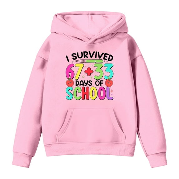 WOYY Big Boys 100 Days Of School Hoodies Soft Graphic Hooded Sweatshirt, Sizes 12-13