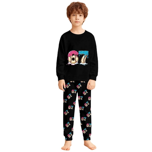 WOYY Big Boys 67 Long Sleeve Top Pants Pajamas Comfortable Sleepwear Set, Sizes 9-10