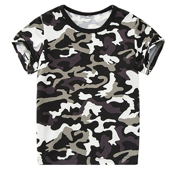 WOYY Big Boys Camo Short Sleeve Tee Shirt Summer Casual Performance Tshirt for Kids