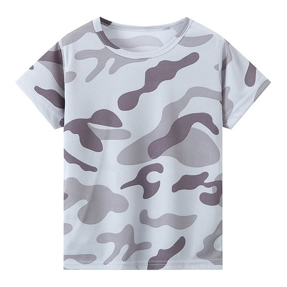 WOYY Big Boys Camouflage T-Shirt Short Sleeve Crewneck T Shirt Leisure Loose Tshirt