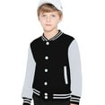thumbnail image 1 of WOYY Big Boys Casual Bomber Jacket Patchwork Color Button Outerwear Baseball Coat, 1 of 3