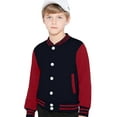 thumbnail image 1 of WOYY Big Boys Casual Bomber Jacket Patchwork Color Button Outerwear Baseball Coat, 1 of 3