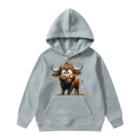WOYY Big Boys Casual Hoodie Cow Print Long Sleeve Pullover Hooded Sweatshirt for Kids