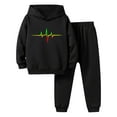 thumbnail image 1 of WOYY Big Boys Casual Sport Sweatsuit Heartbeat Print Hoodie Sweatpants Autumn Outfits, 1 of 3