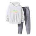 thumbnail image 1 of WOYY Big Boys Casual Sport Sweatsuit Heartbeat Print Hoodie Sweatpants Autumn Outfits, 1 of 3