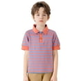 thumbnail image 1 of WOYY Big Boys Casual Striped Polo Shirt Short Sleeve Versatile T-Shirt, Sizes 1-8, 1 of 7