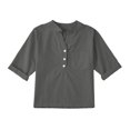 thumbnail image 1 of WOYY Big Boys Cotton Linen Henley T-Shirt Solid 3/4 Sleeve V Neck Blouse, Sizes 5-13, 1 of 6