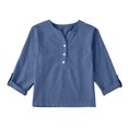 thumbnail image 1 of WOYY Big Boys Cotton Linen Henley T-Shirt Solid Color Long Sleeve T Shirt, Sizes 4-14, 1 of 6