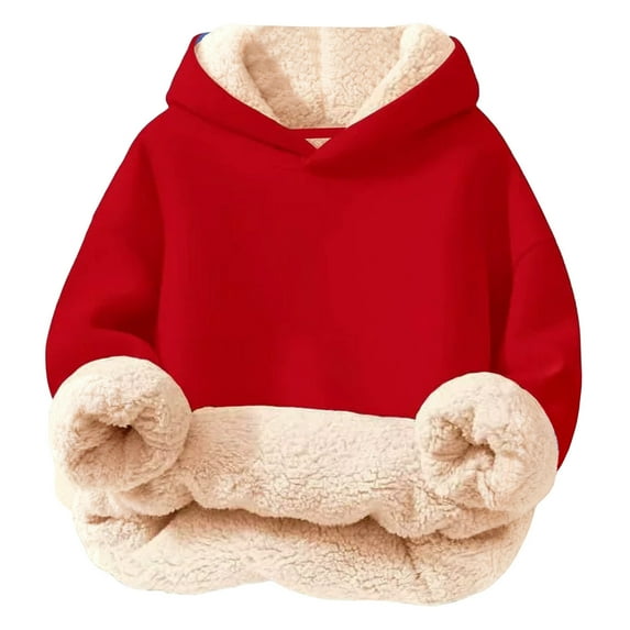 WOYY Big Boys Cozy Warm Lined Hoodie Solid Color Hooded Sweatshirt, Sizes 7-8