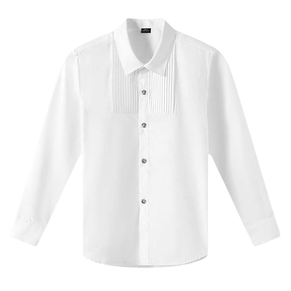 WOYY Big Boys Dress Shirt Solid Long Sleeve Button Up Shirt Classic School Shirt Top