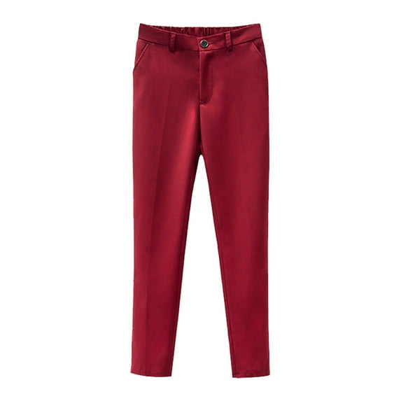 WOYY Big Boys Flat Front Dress Pants Adjustable Waist School Suit Pants Solid Trousers