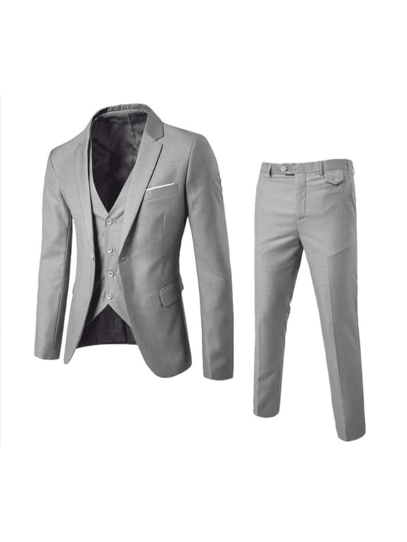Big Boys Formal Suit Solid Lapel Blazer Waistcoat Trousers 3Pcs Set, Sizes 10-18