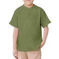 thumbnail image 1 of WOYY Big Boys Henley T Shirt Solid Color Short Sleeve T-Shirt Summer Casual Tshirt, 1 of 8