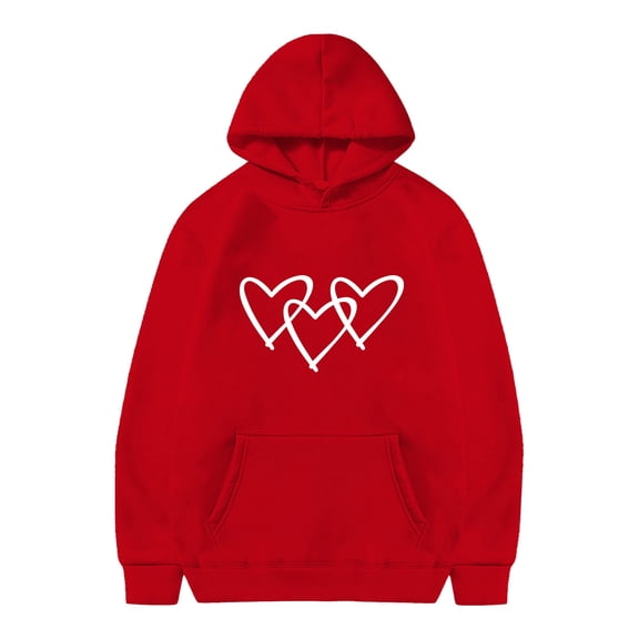 WOYY Big Boys Hoodie Hearts Print Long Sleeve Hooded Sweatshirt with Pocket for Kids