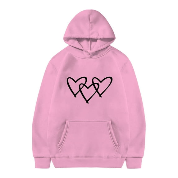 WOYY Big Boys Hoodie Hearts Print Long Sleeve Hooded Sweatshirt with Pocket for Kids