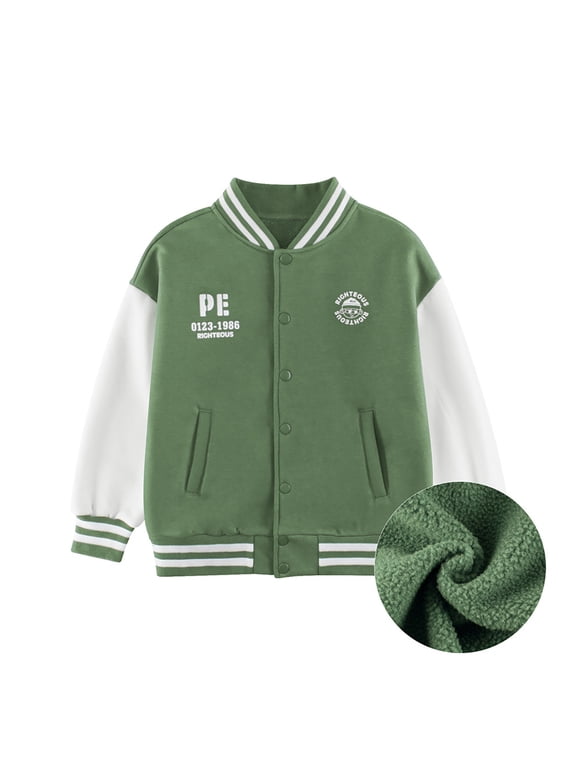 Big Boys Hoodie Thick Warm Baseball Jacket Zip-Up Sport Bomber Jacket