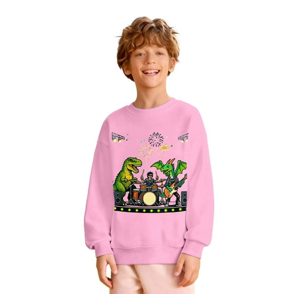 WOYY Big Boys Long Sleeve Graphic Sweatshirt Casual Loose Pullover Top, Sizes 7-8