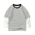 thumbnail image 1 of WOYY Big Boys Long Sleeve Striped T-Shirt Crewneck Sweatshirt Crew Neck Pullover, 1 of 5