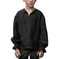 thumbnail image 1 of WOYY Big Boys Medieval Dress Shirt Retro Ruffled Long Sleeves Lace-Up Shirt, 1 of 8