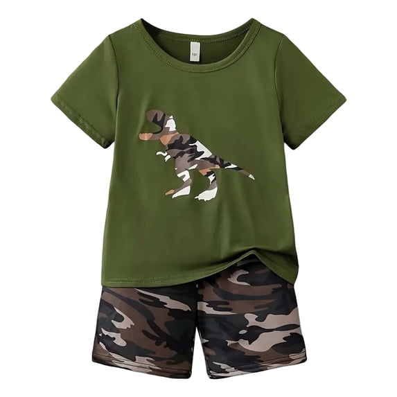 WOYY Big Boys Outfits 2Pcs Casual Short Sleeve Graphic T-Shirt Shorts Set, Sizes 9-10
