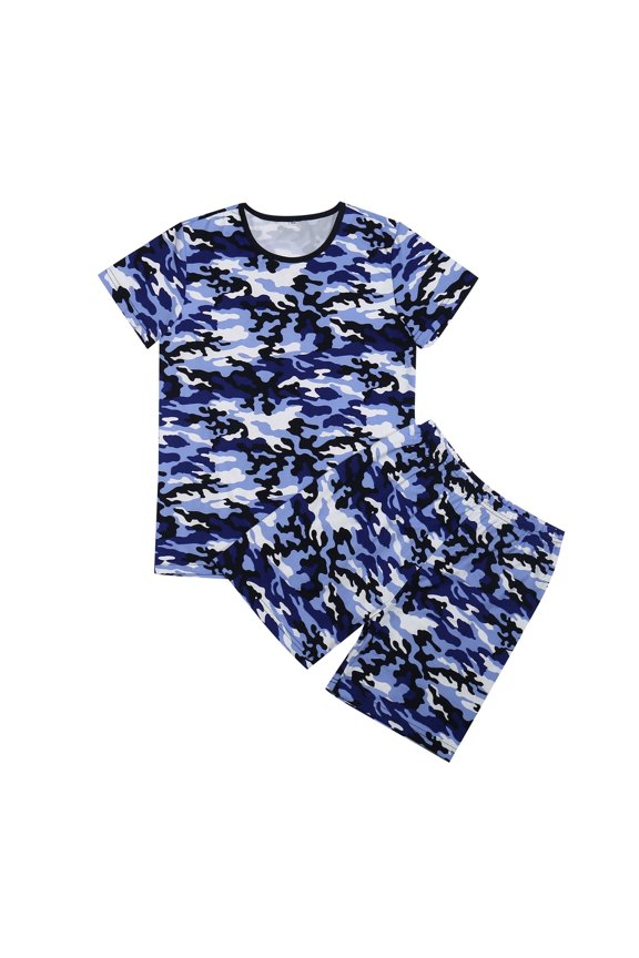 Big Boys Outfits Camo Short Sleeve T-Shirt Shorts Set for Children, Sizes 13-14Y