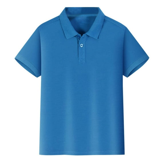 WOYY Big Boys Polo Shirt Solid Plain Short Sleeve T-Shirt, Sizes 4-12