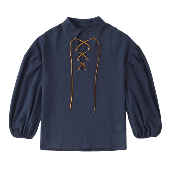 WOYY Big Boys Retro Cotton Linen Long Sleeve Shirt, Sizes 3-14