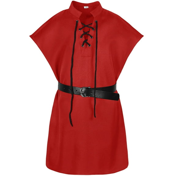 WOYY Big Boys Retro Tunic Shirt with Belt, Sizes 8-9Y