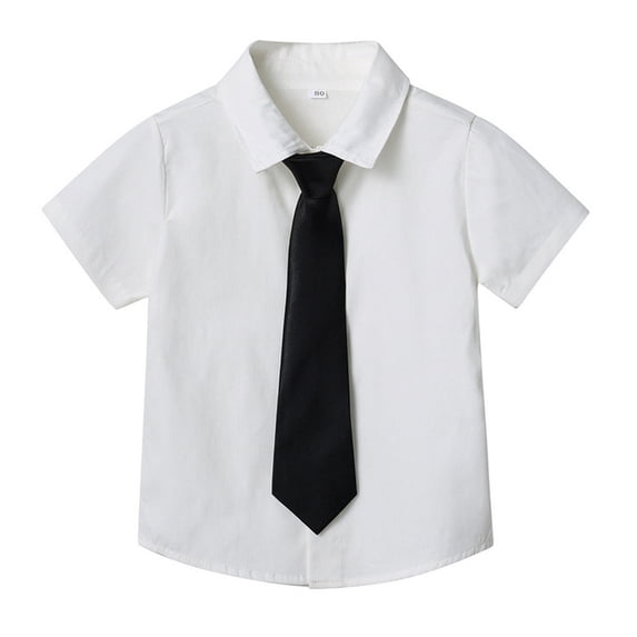 WOYY Big Boys Short Sleeve Button-Down Shirt Solid Color School Uniform Top, Sizes 1-16