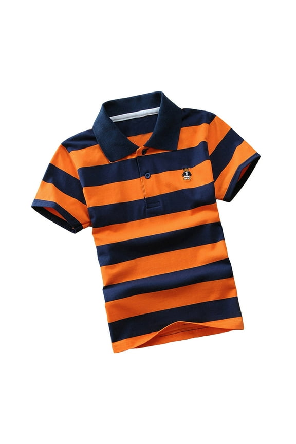 Big Boys Short Sleeve Striped Polo Shirt Children's T-Shirt, Orange