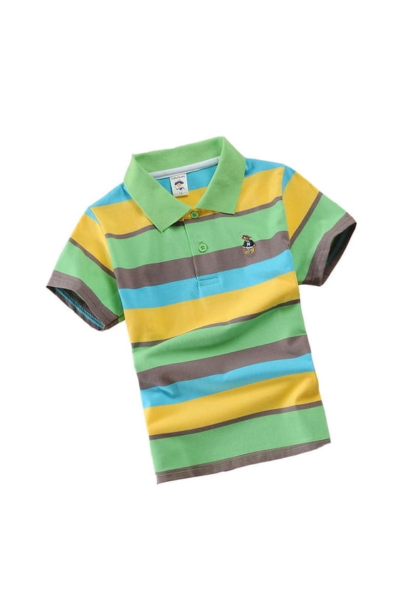 Big Boys Short Sleeve Striped Polo Shirt Summer Undershirt Kids T-Shirt