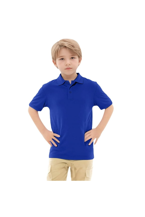 Big Boys Solid Casual Short Sleeve Polo Shirt School Uniform T-Shirt, Sizes 8-15